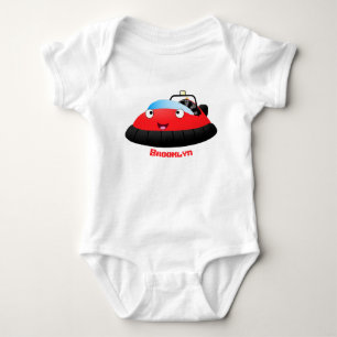 Cute red happy hovercraft cartoon baby bodysuit