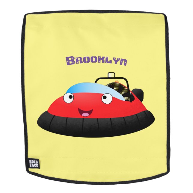 Cute red happy hovercraft cartoon backpack (Removable Face)