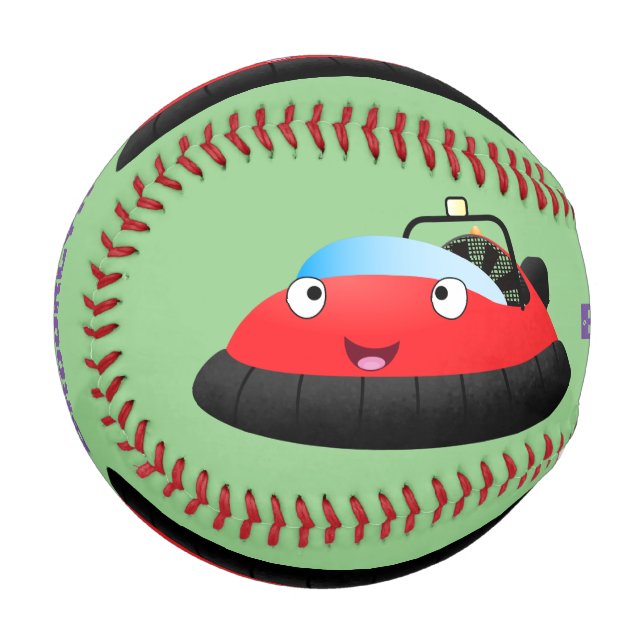 Cute red happy hovercraft cartoon baseball (Front Left)