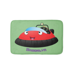 Cute red happy hovercraft cartoon bath mat