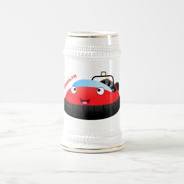 Cute red happy hovercraft cartoon beer stein (Center)