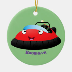 Cute red happy hovercraft cartoon ceramic tree decoration