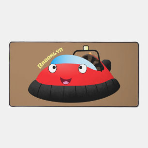 Cute red happy hovercraft cartoon desk mat