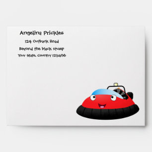 Cute red happy hovercraft cartoon envelope