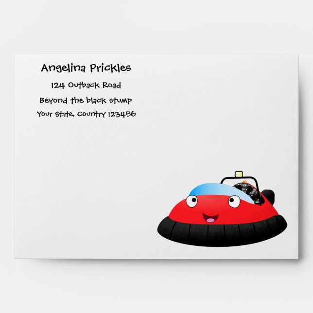 Cute red happy hovercraft cartoon envelope (Front)