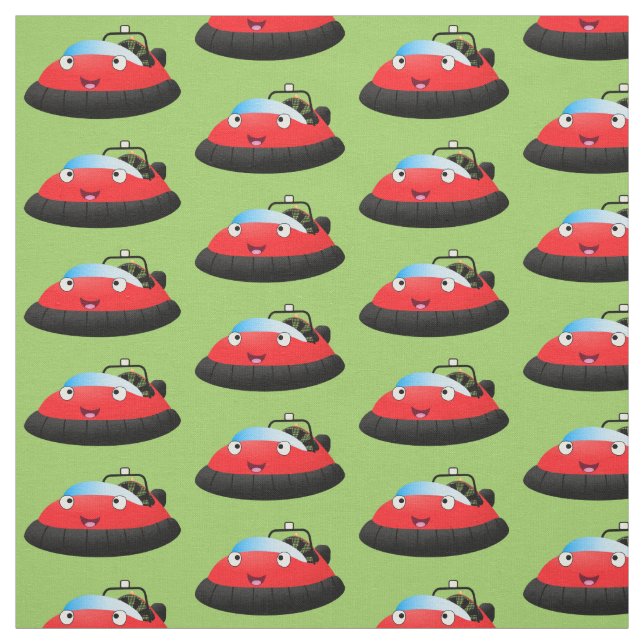 Cute red happy hovercraft cartoon fabric (Swatch)