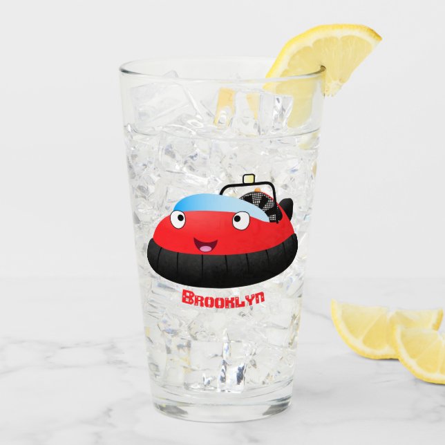 Cute red happy hovercraft cartoon glass (Back Ice)