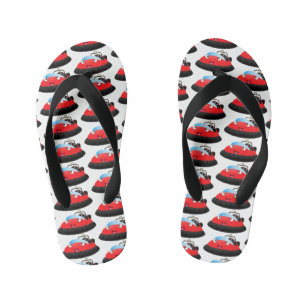 Cute red happy hovercraft cartoon kid's jandals