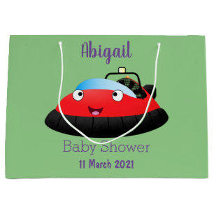 Cute red happy hovercraft cartoon large gift bag