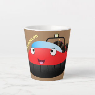 Cute red happy hovercraft cartoon latte mug