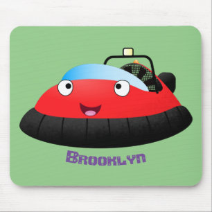Cute red happy hovercraft cartoon mouse pad