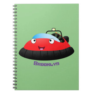 Cute red happy hovercraft cartoon notebook