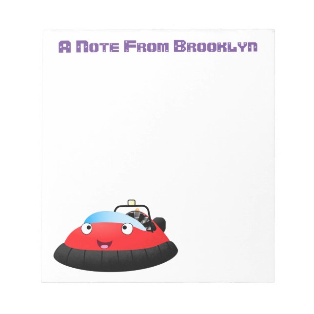 Cute red happy hovercraft cartoon notepad (Front)
