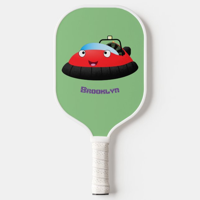 Cute red happy hovercraft cartoon pickleball paddle (Front)