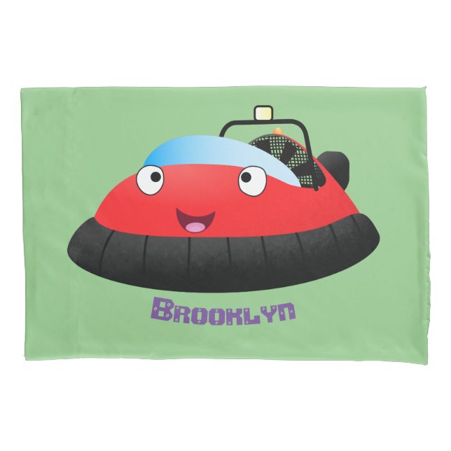 Cute red happy hovercraft cartoon pillowcase (Front)