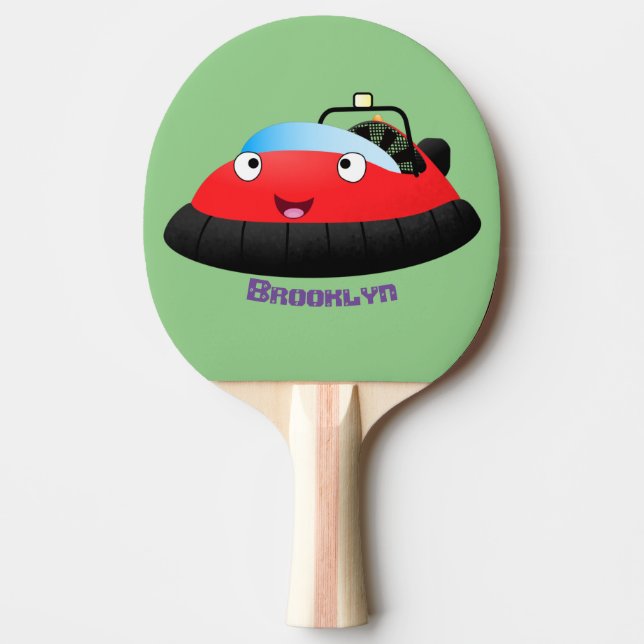 Cute red happy hovercraft cartoon ping pong paddle (Front)