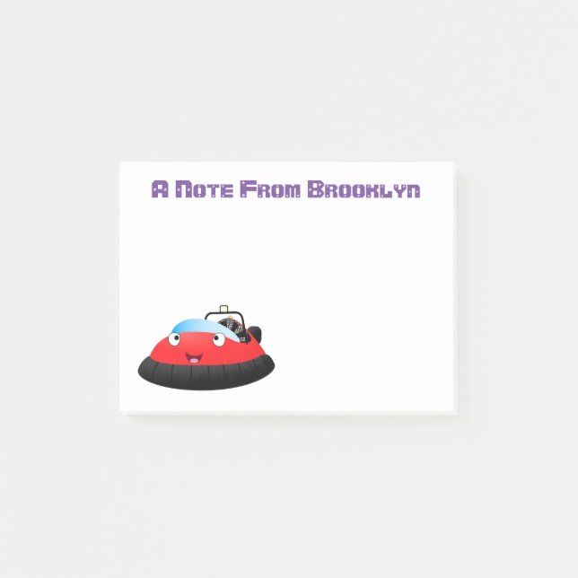 Cute red happy hovercraft cartoon post-it notes (Front)
