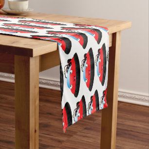 Cute red happy hovercraft cartoon short table runner