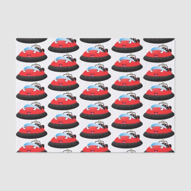 Cute red happy hovercraft cartoon tissue paper (Front)