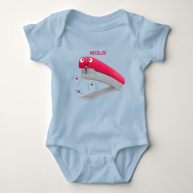 Cute red happy stapler cartoon illustration baby bodysuit (Front)