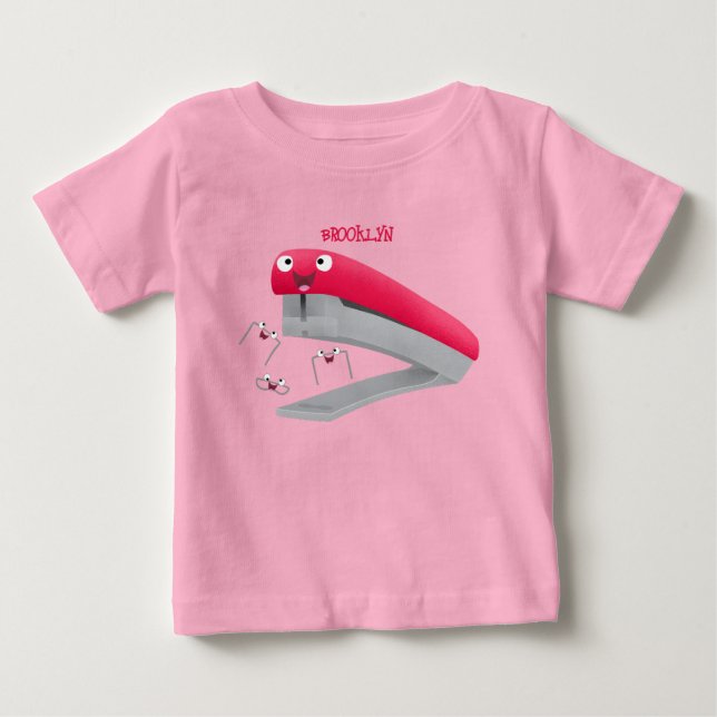 Cute red happy stapler cartoon illustration  baby T-Shirt (Front)