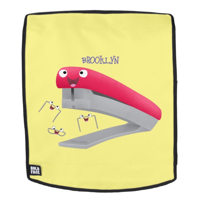 Cute red happy stapler cartoon illustration backpack (Removable Face)