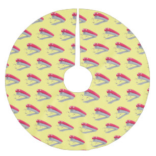 Cute red happy stapler cartoon illustration   brushed polyester tree skirt