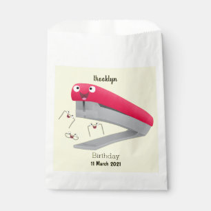 Cute red happy stapler cartoon illustration favour bags