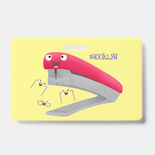 Cute red happy stapler cartoon illustration  ID badge