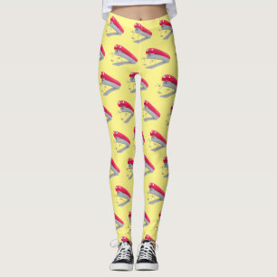 Cute red happy stapler cartoon illustration leggings