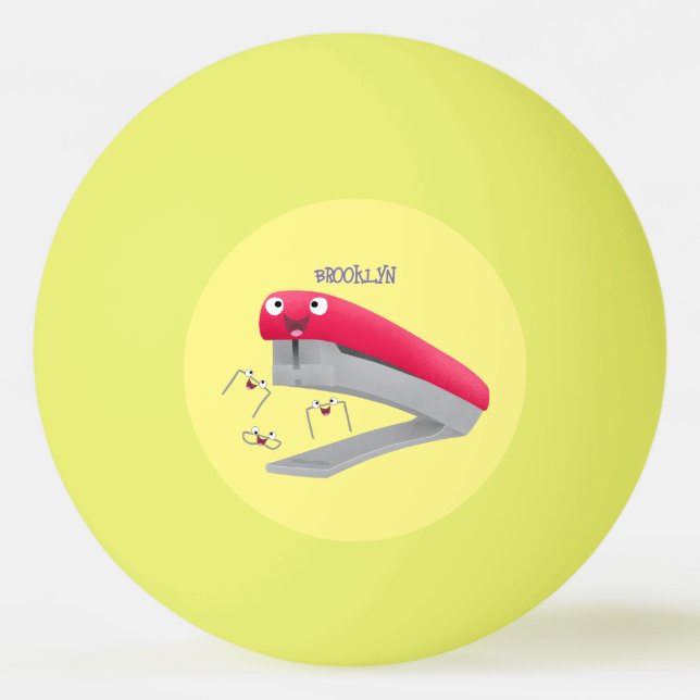 Cute red happy stapler cartoon illustration  ping pong ball (Front)