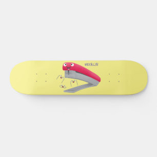 Cute red happy stapler cartoon illustration skateboard