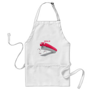 Cute red happy stapler cartoon illustration   standard apron