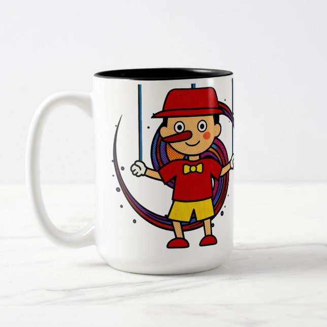 Cute Red Hat Character Two Tone Coffee Mug (Left)