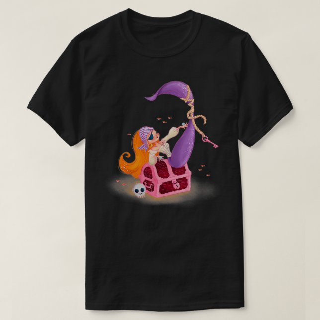 Cute Red Head Pirate Mermaid Womens Girls  T-Shirt (Design Front)