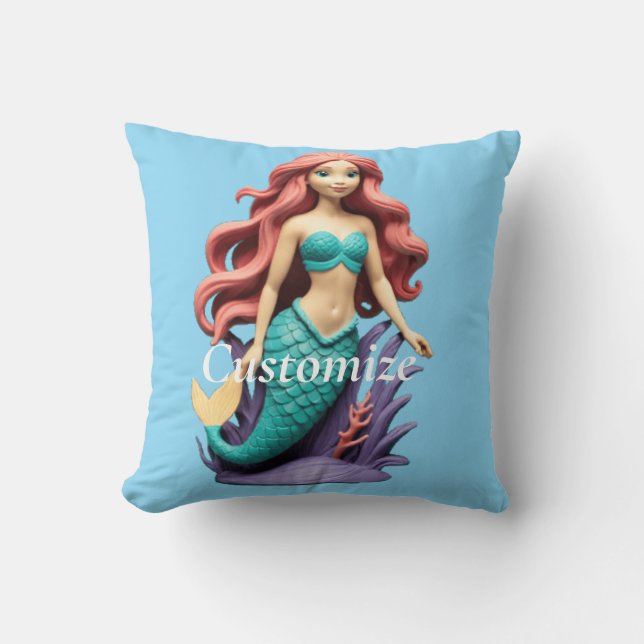 Cute Red-headed Mermaid Thunder_Cove Cushion (Front)