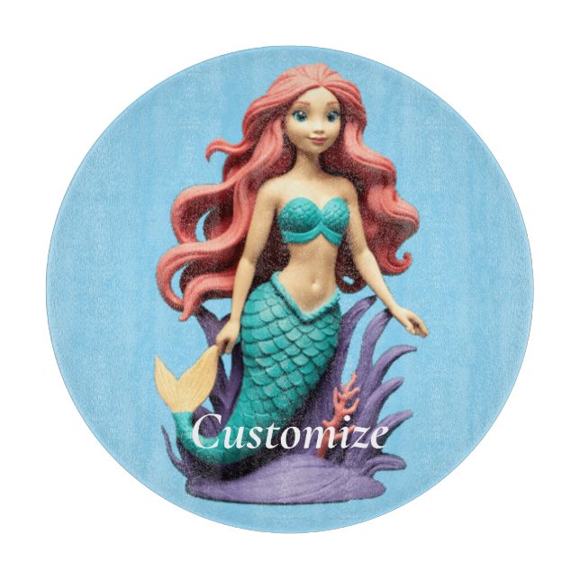 Cute Red-headed Mermaid Thunder_Cove Cutting Board (Front)