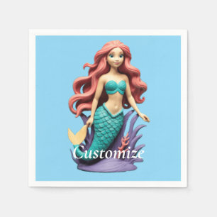 Cute Red-headed Mermaid Thunder_Cove Napkin