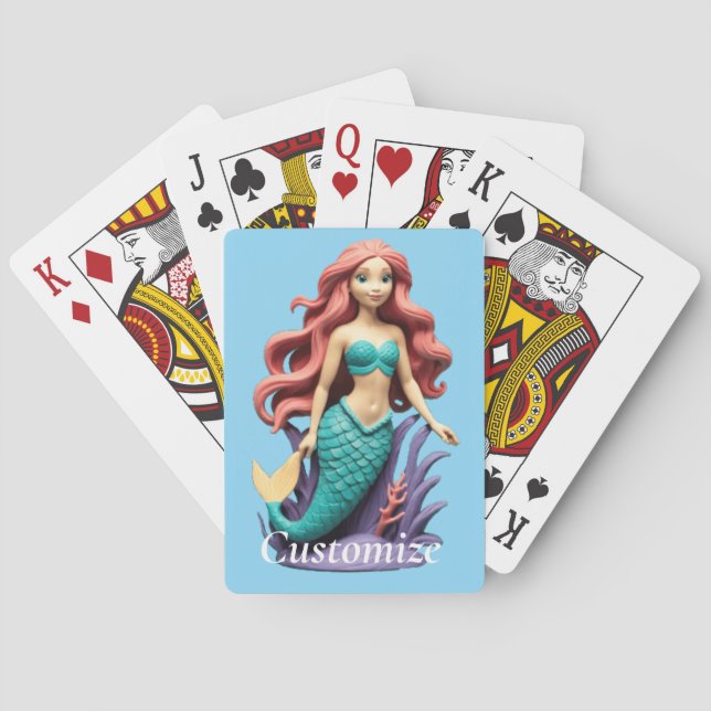 Cute Red-headed Mermaid Thunder_Cove Playing Cards (Back)
