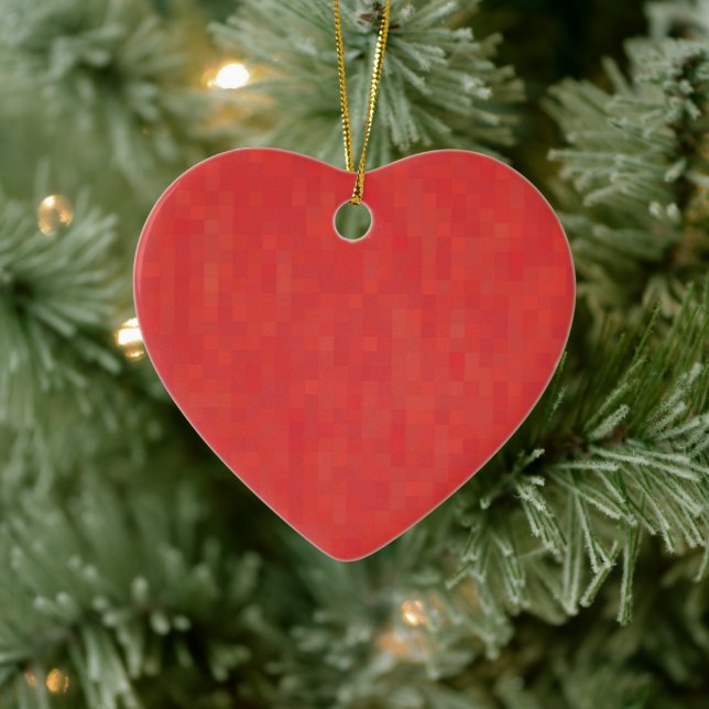Cute red heart abstract pattern romantic Christmas Ceramic Tree Decoration (Tree)