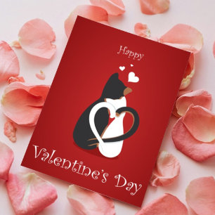 Cute Red Heart Cat Happy Valentine Day  Card