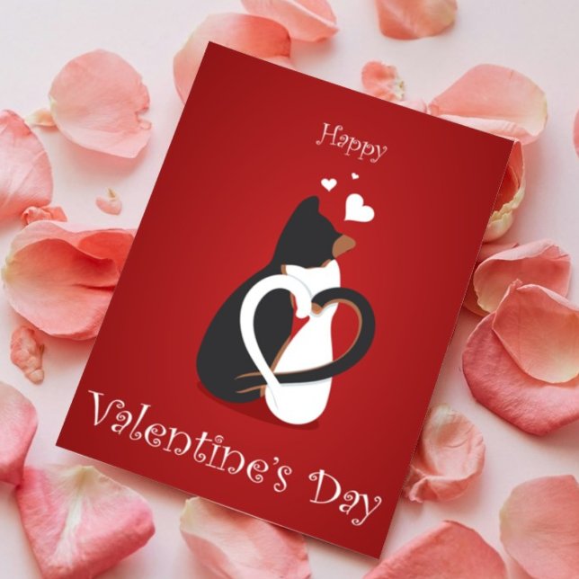 Cute Red Heart Cat Happy Valentine Day  Card (Creator Uploaded)