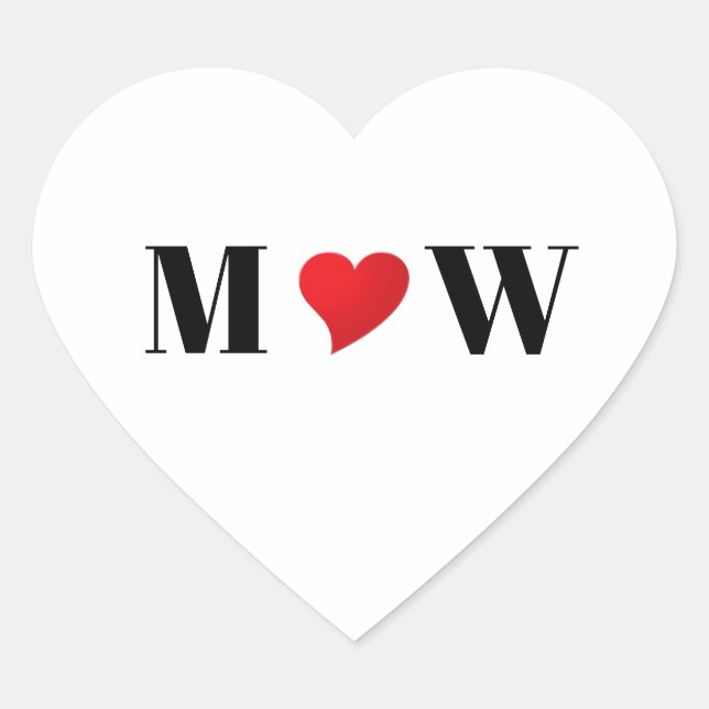 Cute red heart couple monogram initials modern heart sticker (Front)