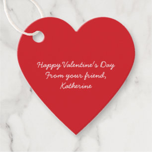 Cute red heart custom classroom Valentine's Day Favour Tags