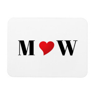 Cute red heart custom couple initials monogram magnet