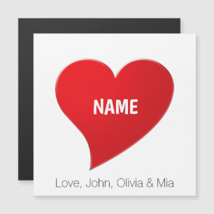 Cute red heart custom name text typography card