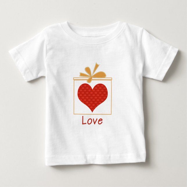 Cute Red Heart Gold Box LOVE Baby T-Shirt (Front)