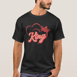 Cute Red Heart King Queen Valentines Day Matching  T-Shirt