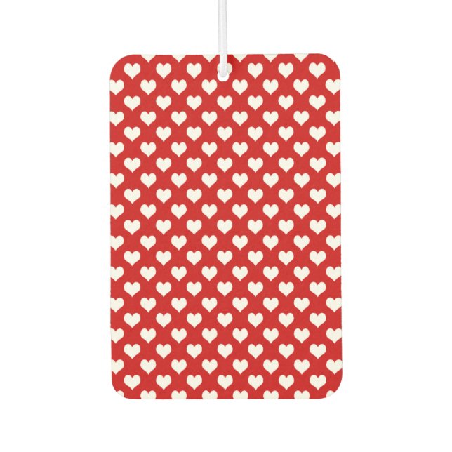 Cute Red Heart Pattern – Romantic Love Background  Car Air Freshener (Front)