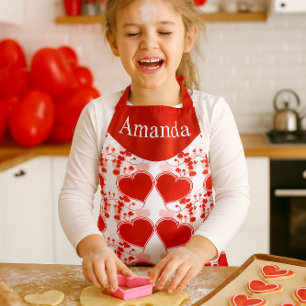 Cute Red Heart Personalised Valentine's Day  Apron